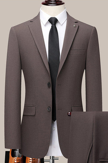 Coffee Notched Lapel 2 Pieces Slim Fit Men's Suit